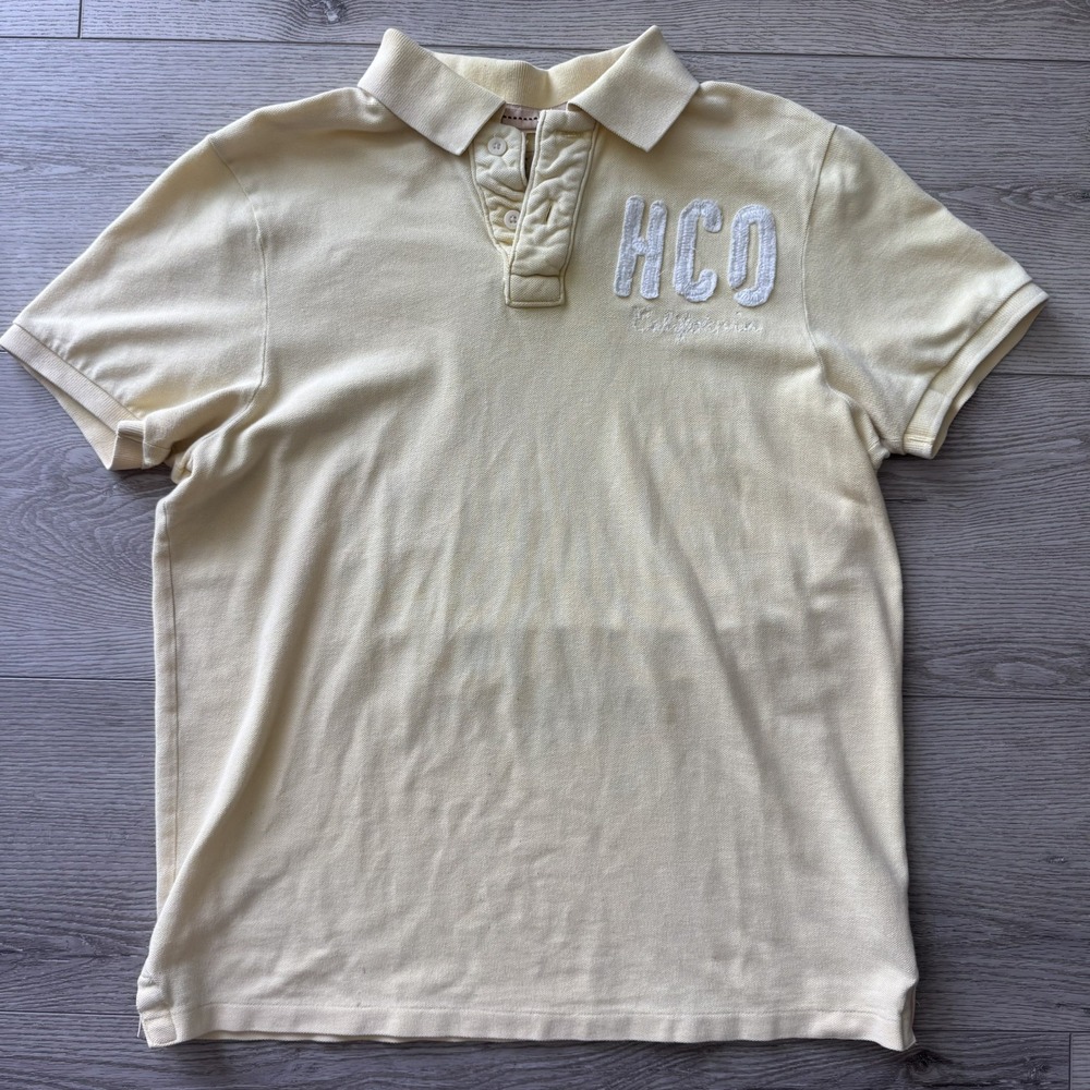Vintage Y2K Hollister Mens Light canary yellow Short Sleeve Polo XL EUC LNIB